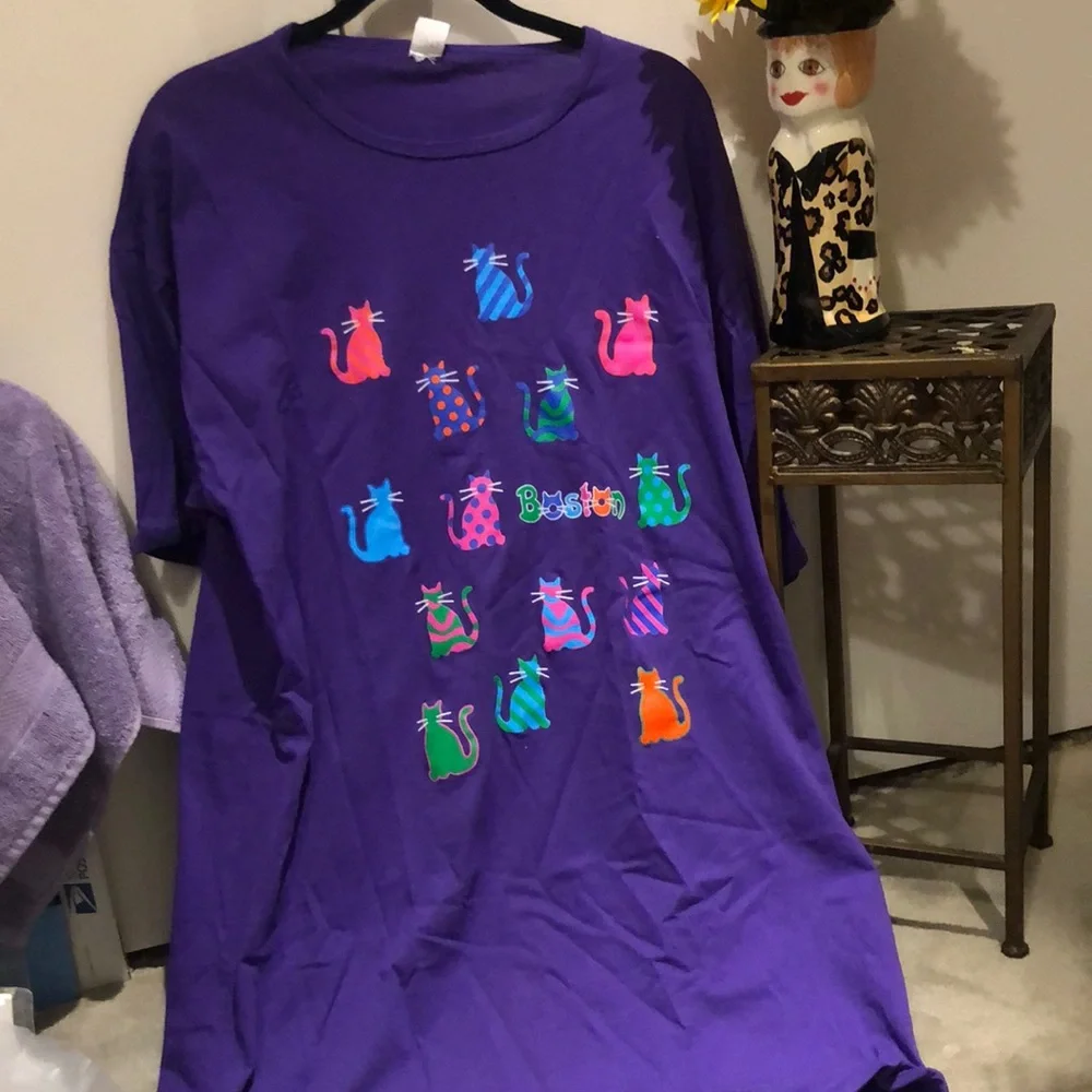 Cotton nightshirt decorated with cute cats!! - Picture 1 of 3